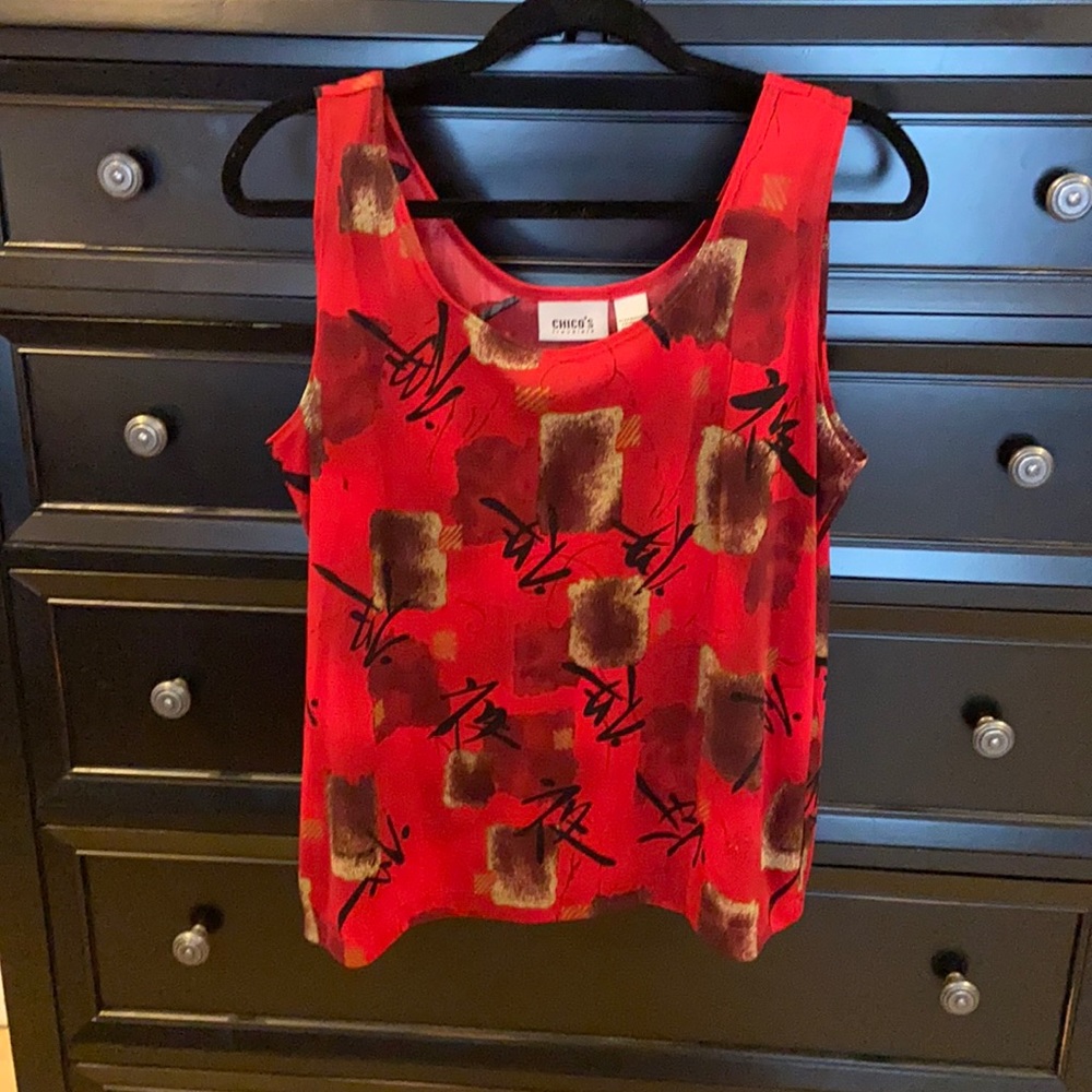Chico’s Sz 3 Traveler Asian Patterned Tank